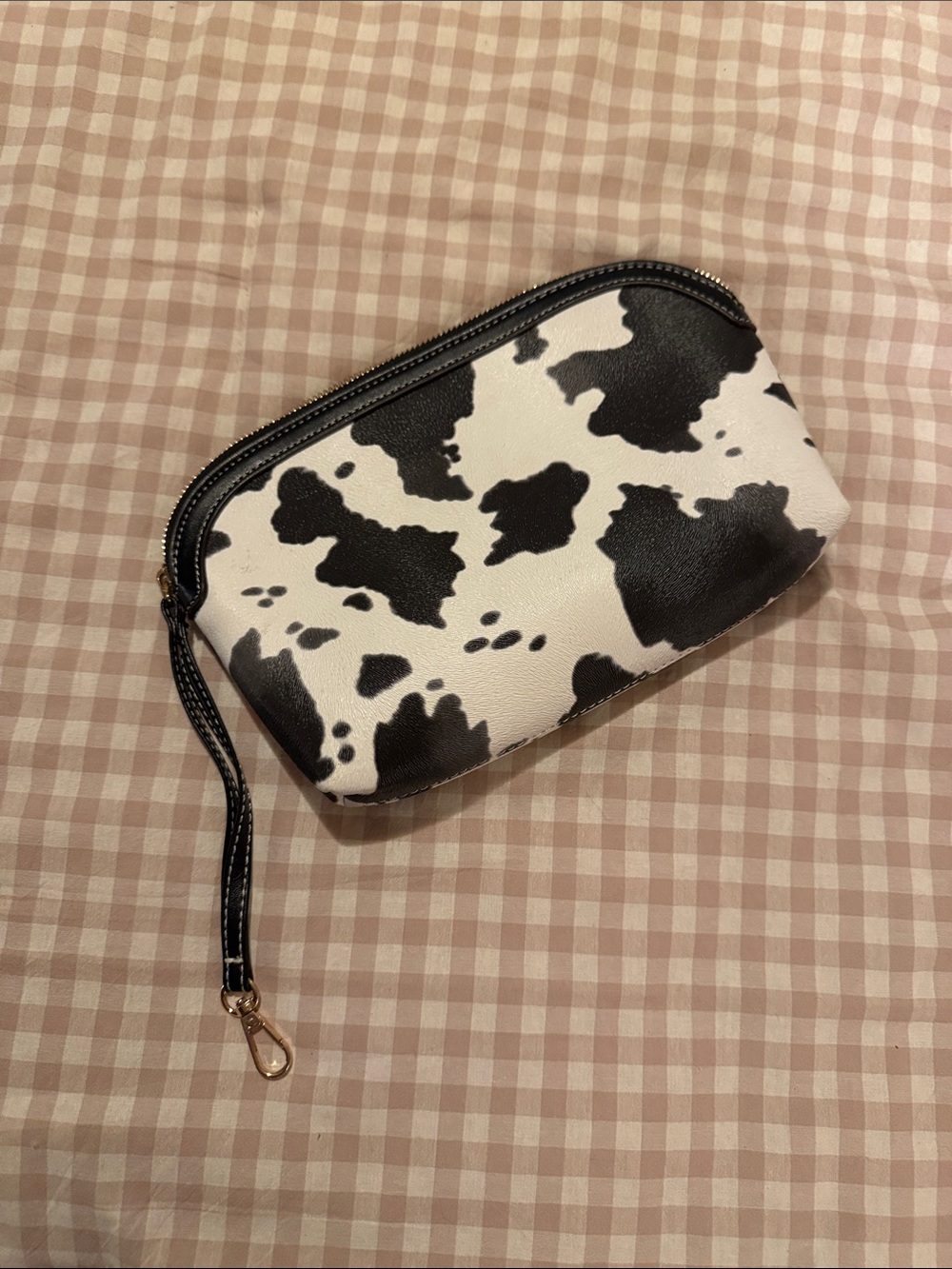 Cow print makeup bag